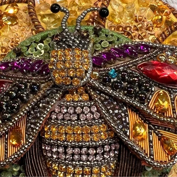 Mary Francis Bee Happy Beaded Crystal Jeweled Bumblebee Bag - Picture 8 of 16